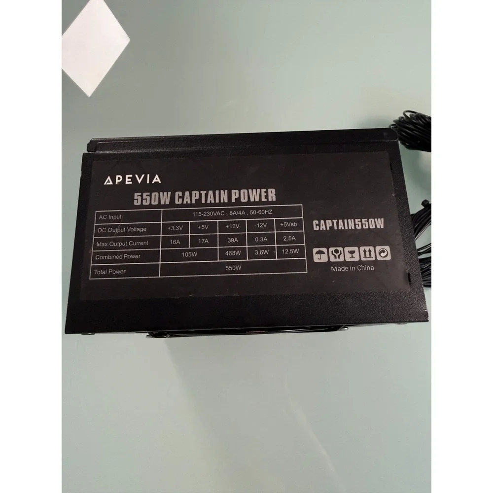 Apevia 550W Power Supply Dual 12V Rails 17A & 19A +3.3V/5V Support Untested